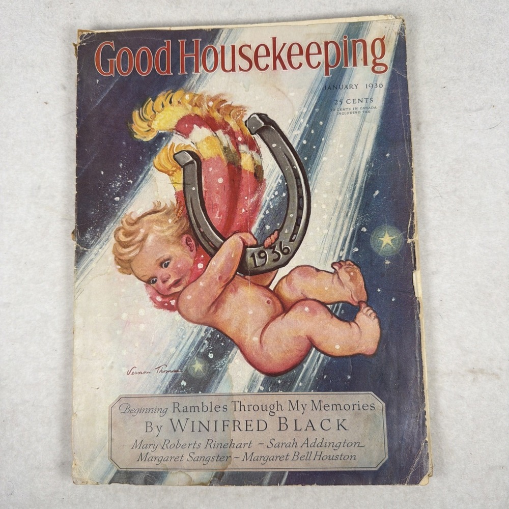 Good Housekeeping Magazine January 1936 Vintage NO Back Cover Disney Ford Ad